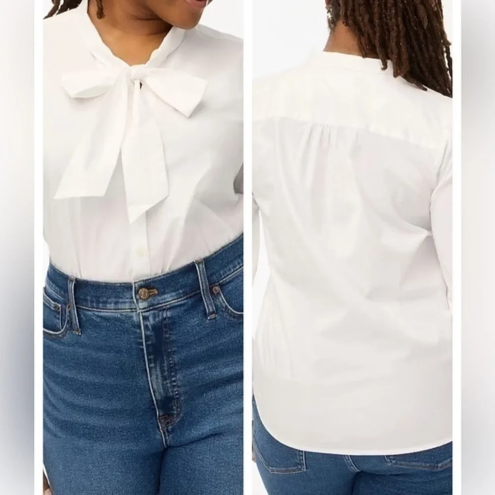 J Crew Bow Tie Neck Top White XS NWT